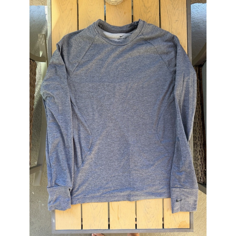 Nike Pro Dri-FIT Womens M Long Sleeve Training Shirt Gray Thumbholes BV4101-080